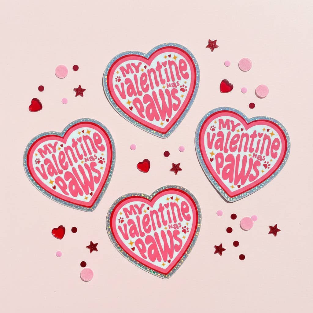 My Valentine Has Paws Vinyl Dog Sticker