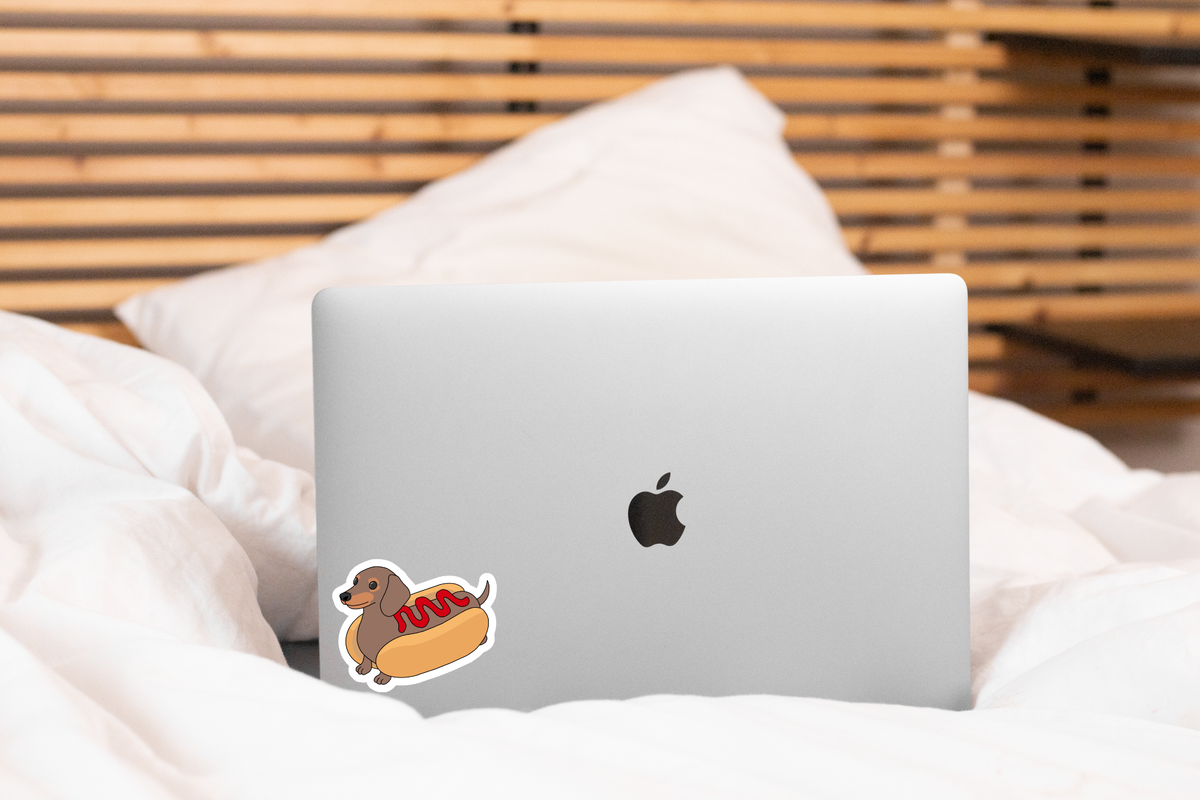 Hot Diggity Dog Sticker -  hot dog, yummy, pet, adopt, food