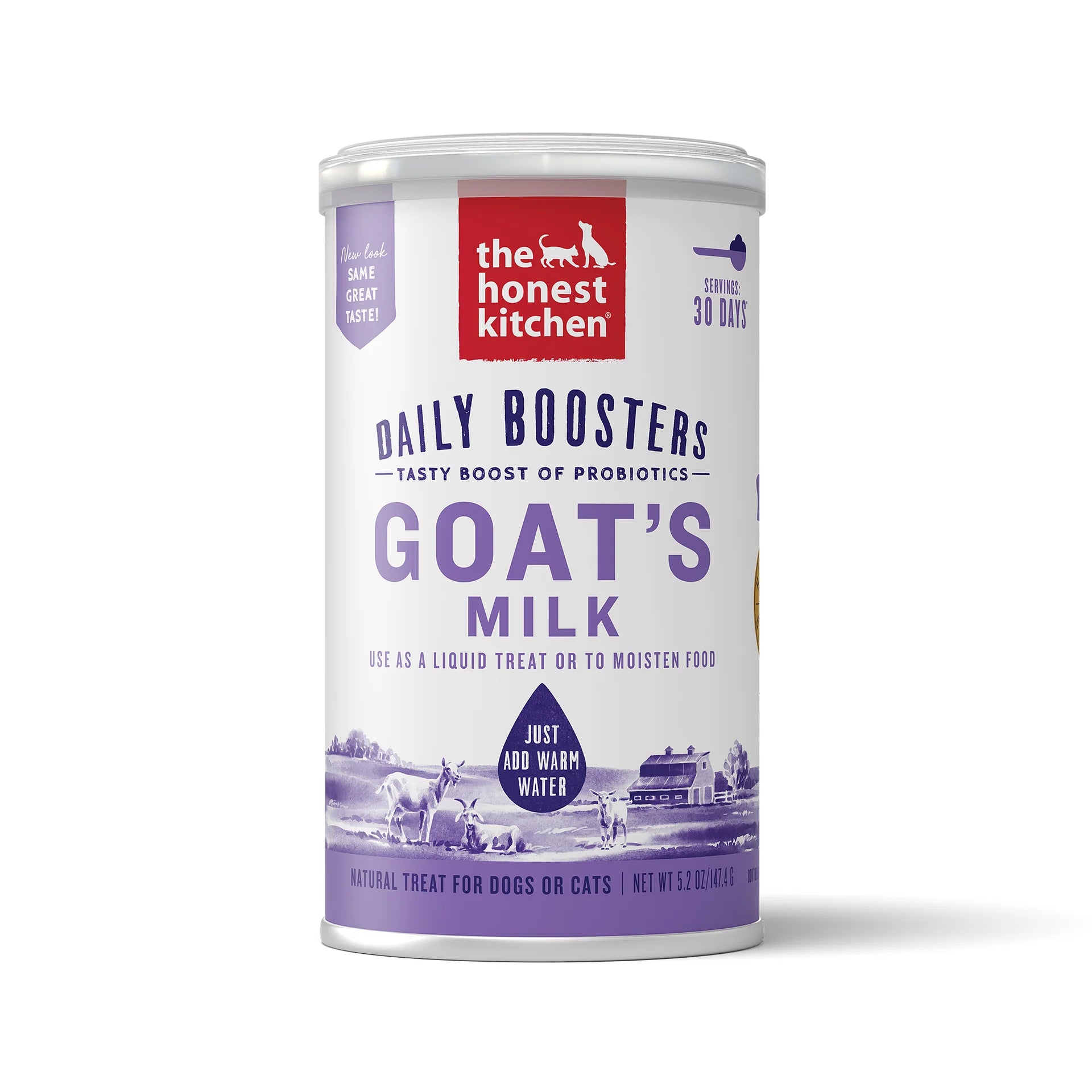 The Honest Kitchen Dog Cat Daily Booster Goat Milk Probiotics 5.2oz Canister