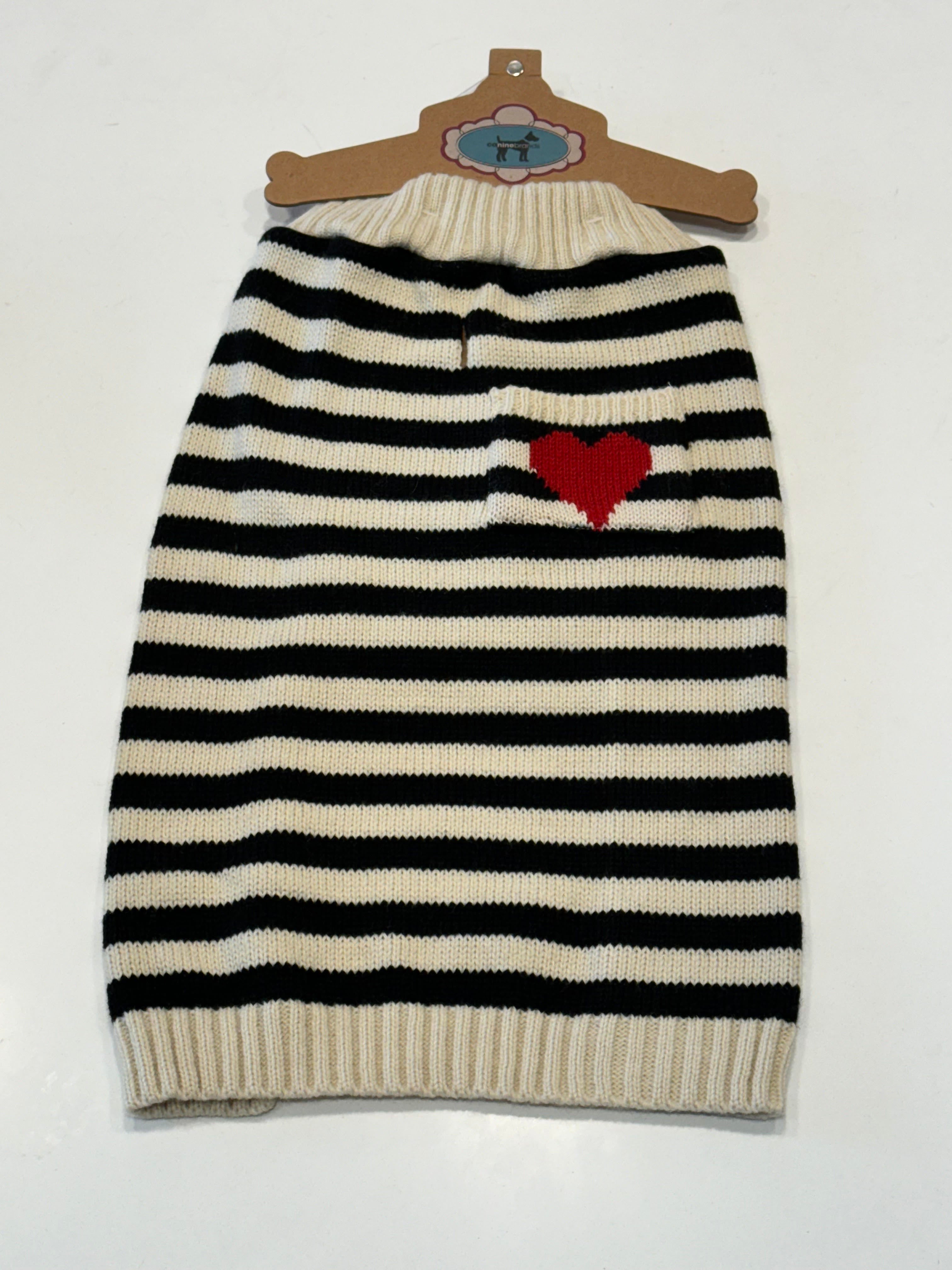 Canine Brands Striped Sweater w/ Red Heart