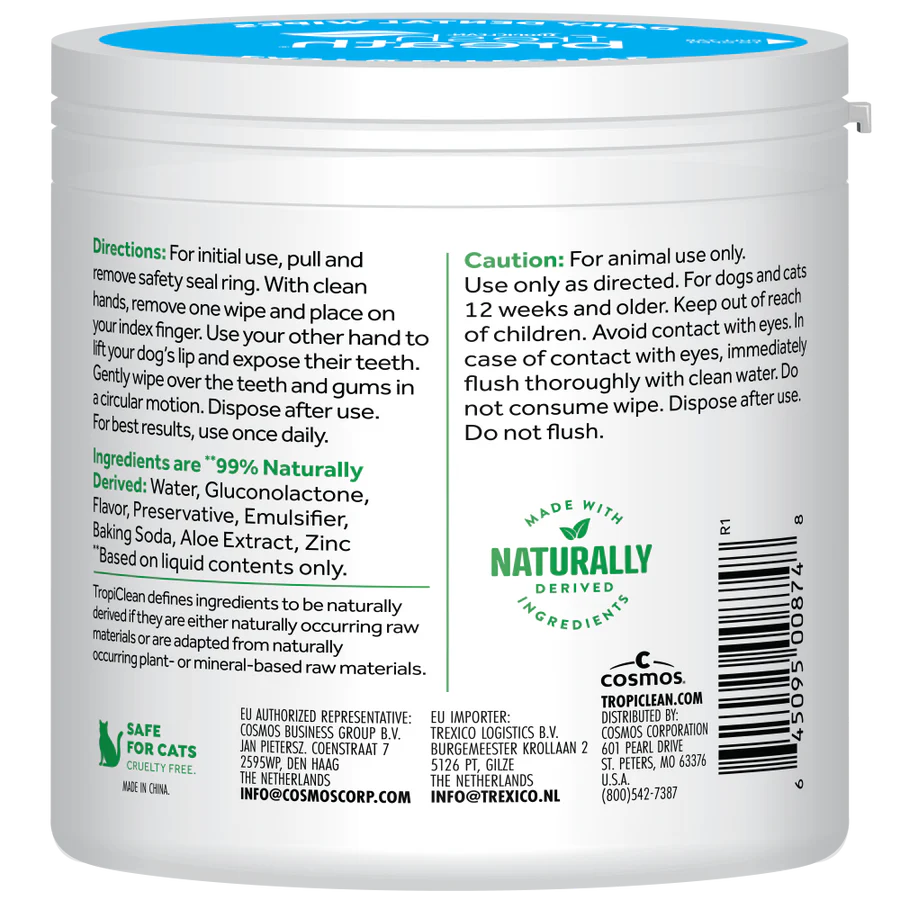 Tropiclean Daily Dental Wipes - 50 Count