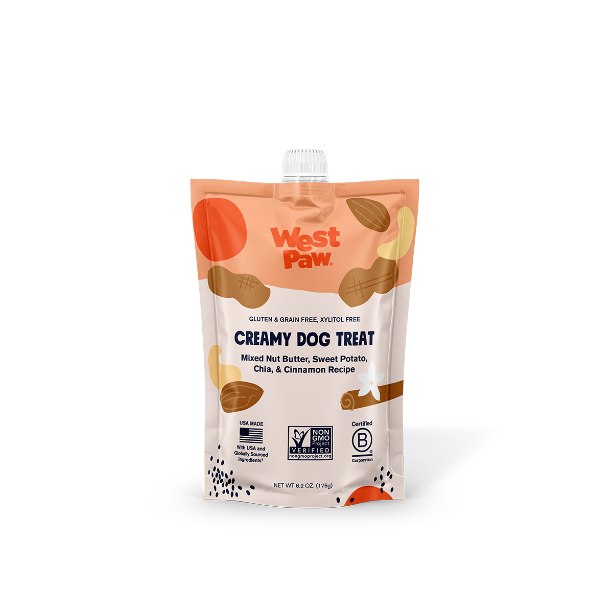 West Paw Nut Butter, Sweet Potato, and Chia Seed Creamy Dog Treat