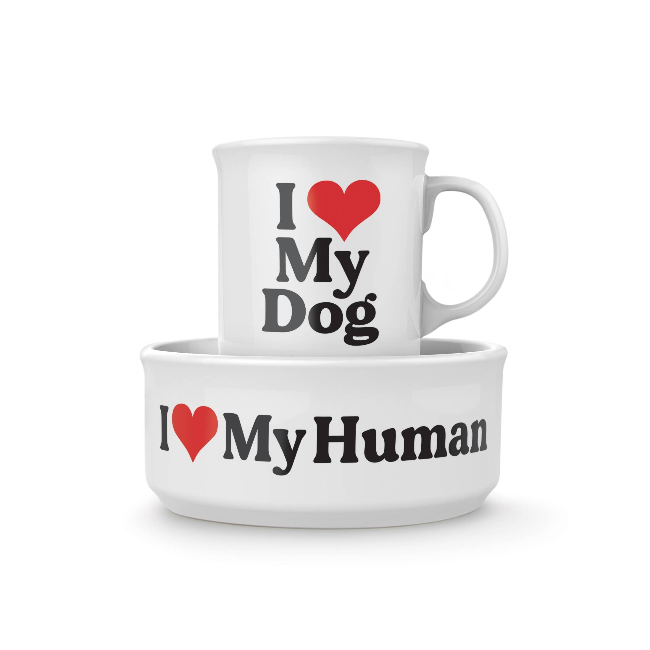 Fred & Friends Howligans - Mug+Dog Bowl - I Heart My Dog